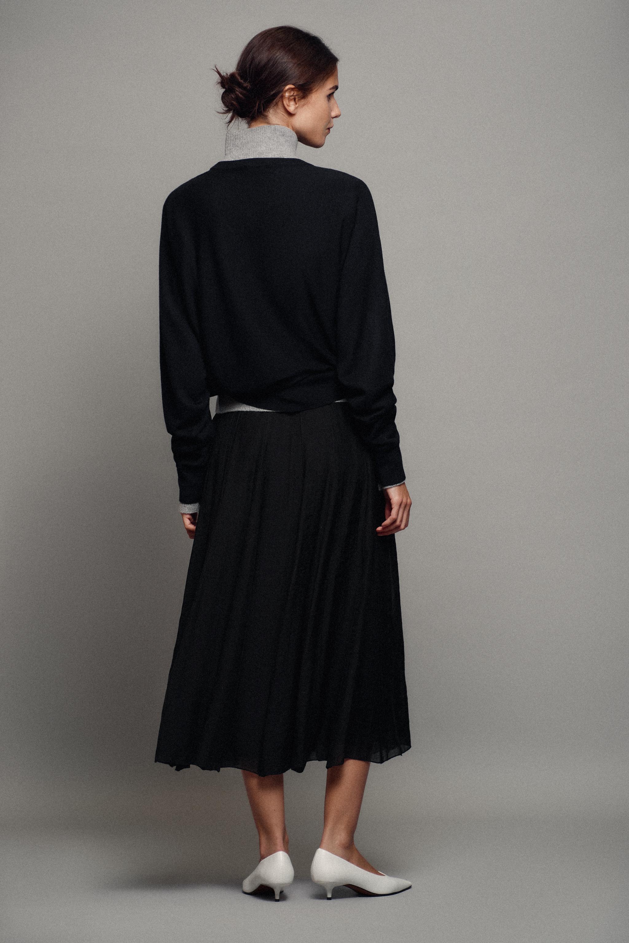 Zara ZW COLLECTION DÖKÜMLÜ KOMBİNE ETEK görsel 4