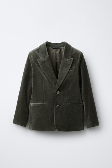 VELVET SUIT BLAZER - Brown / Taupe by Zara