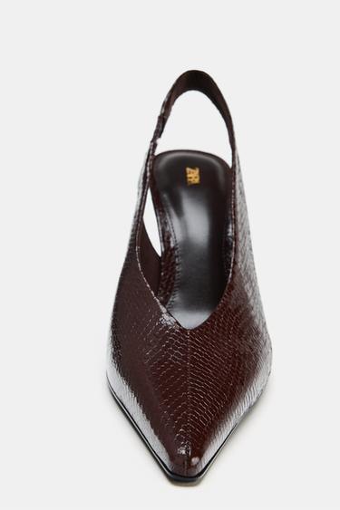 EMBOSSED ANIMAL PRINT HIGH-HEEL SHOES - Burgundy Red by Zara - Image 3