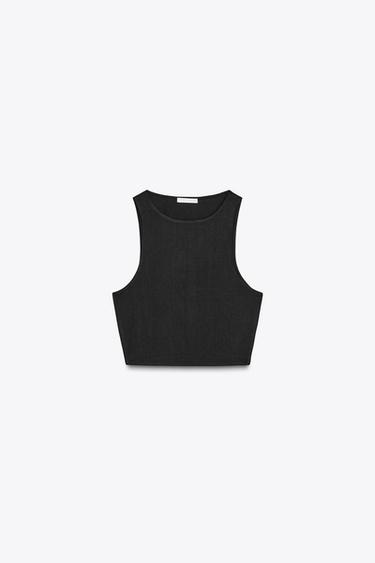 SLEEVELESS CROP TOP - Black by Zara - Image 4