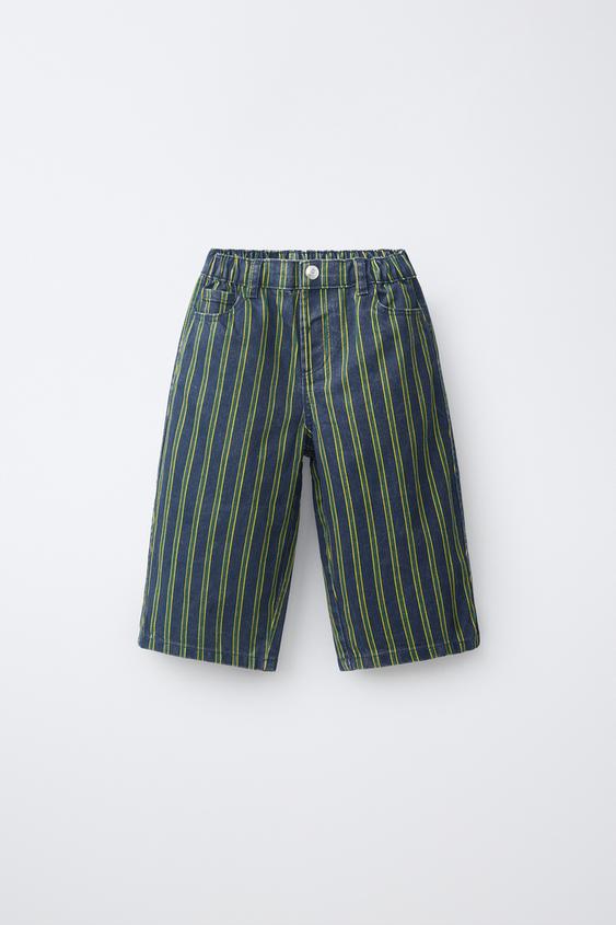 STRIPED TWILL BAGGY TROUSERS - Blue de Zara - Imagen 0