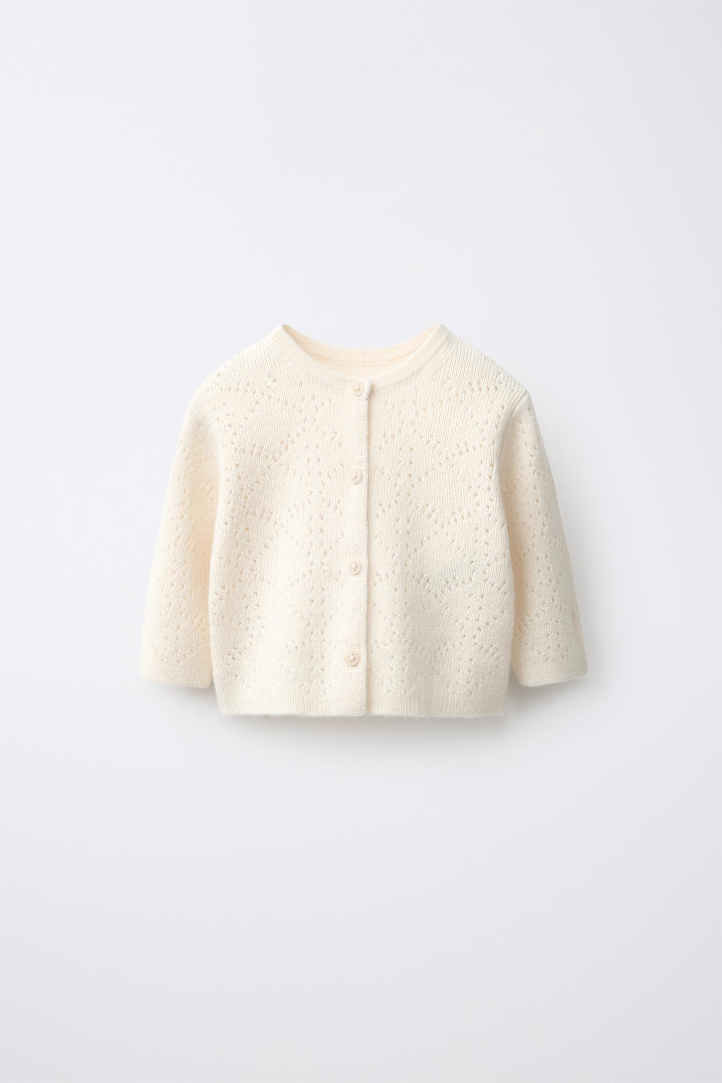 Детский кардиган Zara Open-Knit Wool, цвет: Светлый бежевый