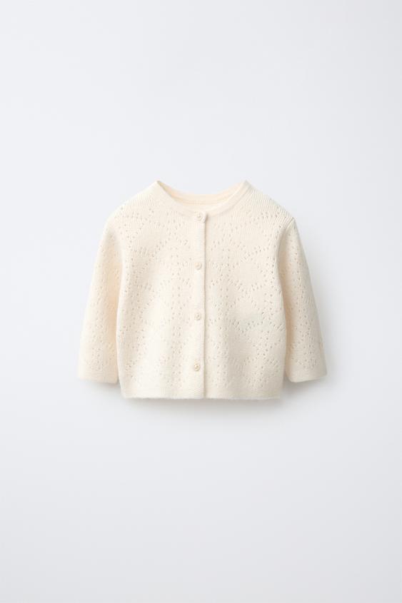 TRICOT VEST MET AJOUR EN WOL - Lichtbeige van Zara - Afbeelding 0
