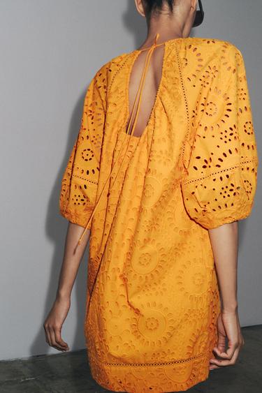 ROBE COURTE BRODÉE ZW COLLECTION - Mandarine de Zara - Image 3