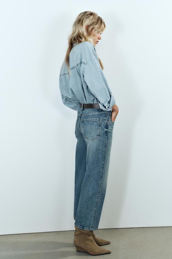 JEAN Z1975 JUPE-CULOTTE TAILLE HAUTE À CEINTURE - Bleu de Zara - Image 4