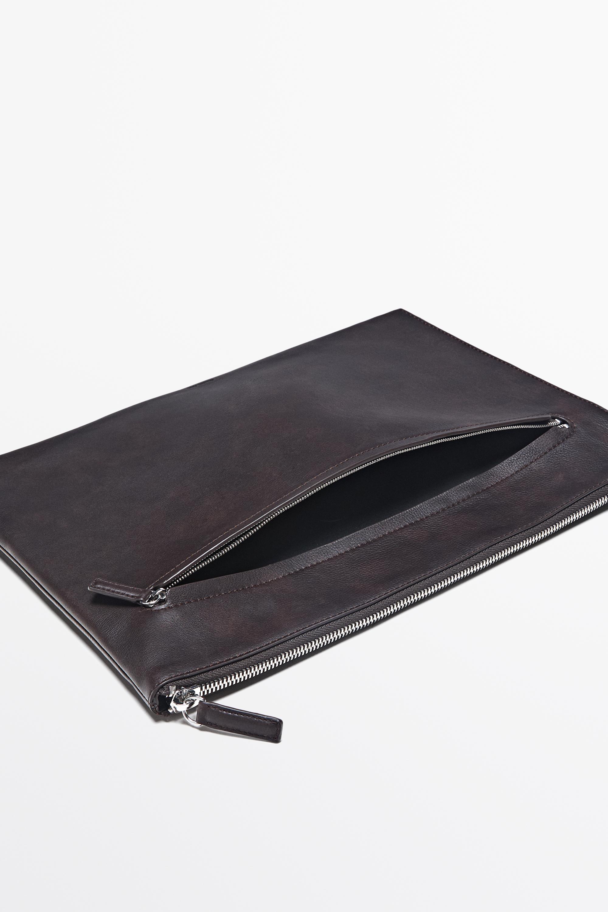 Large nappa leather laptop case