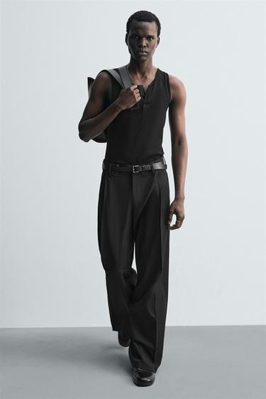 WIDE-LEG PLEATED TROUSERS - Black by Zara - Image 5