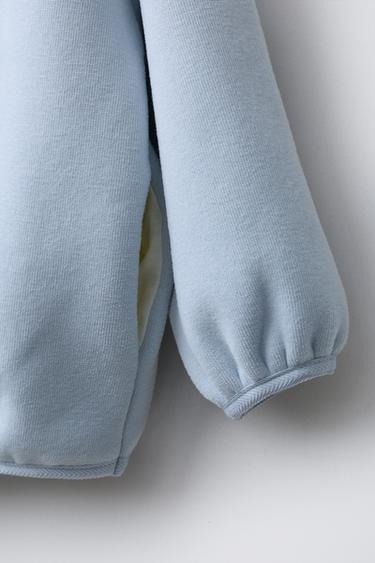 FLEECE-LINED HOODIE WITH LOGO - Blue by Zara - Image 3
