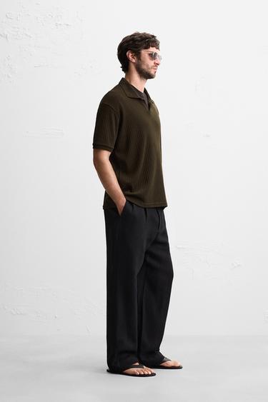RIB POLO SHIRT - Chocolate by Zara - Image 3