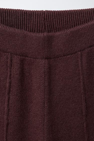 WIDE-LEG KNIT TROUSERS - Burgundy by Zara - Image 2
