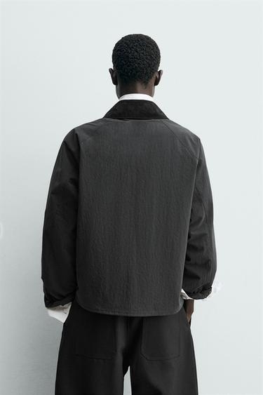 TECHNICAL JACKET WITH CONTRAST COLLAR - Black by Zara - Image 2