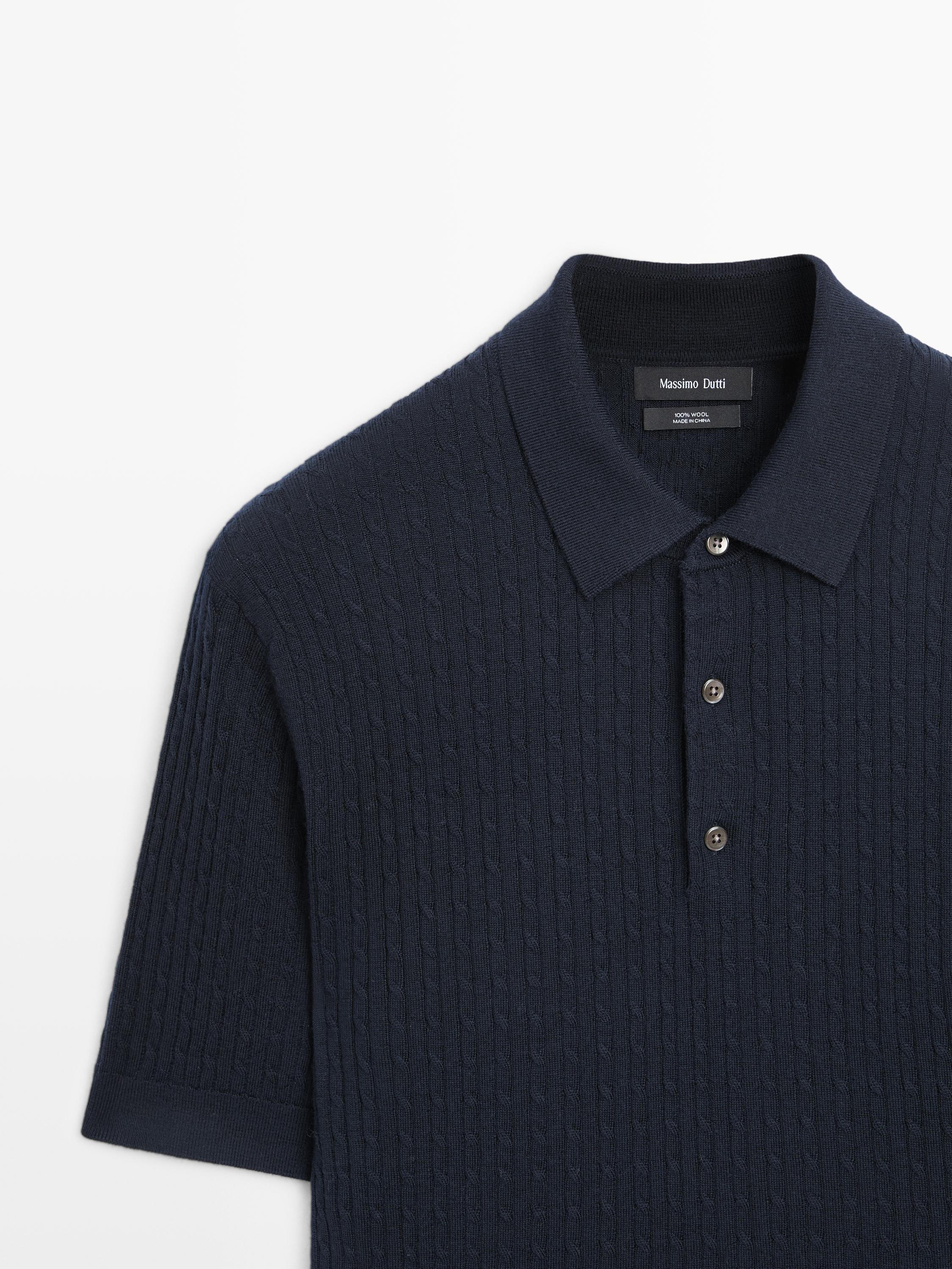Pull polo en maille de laine mérinos
