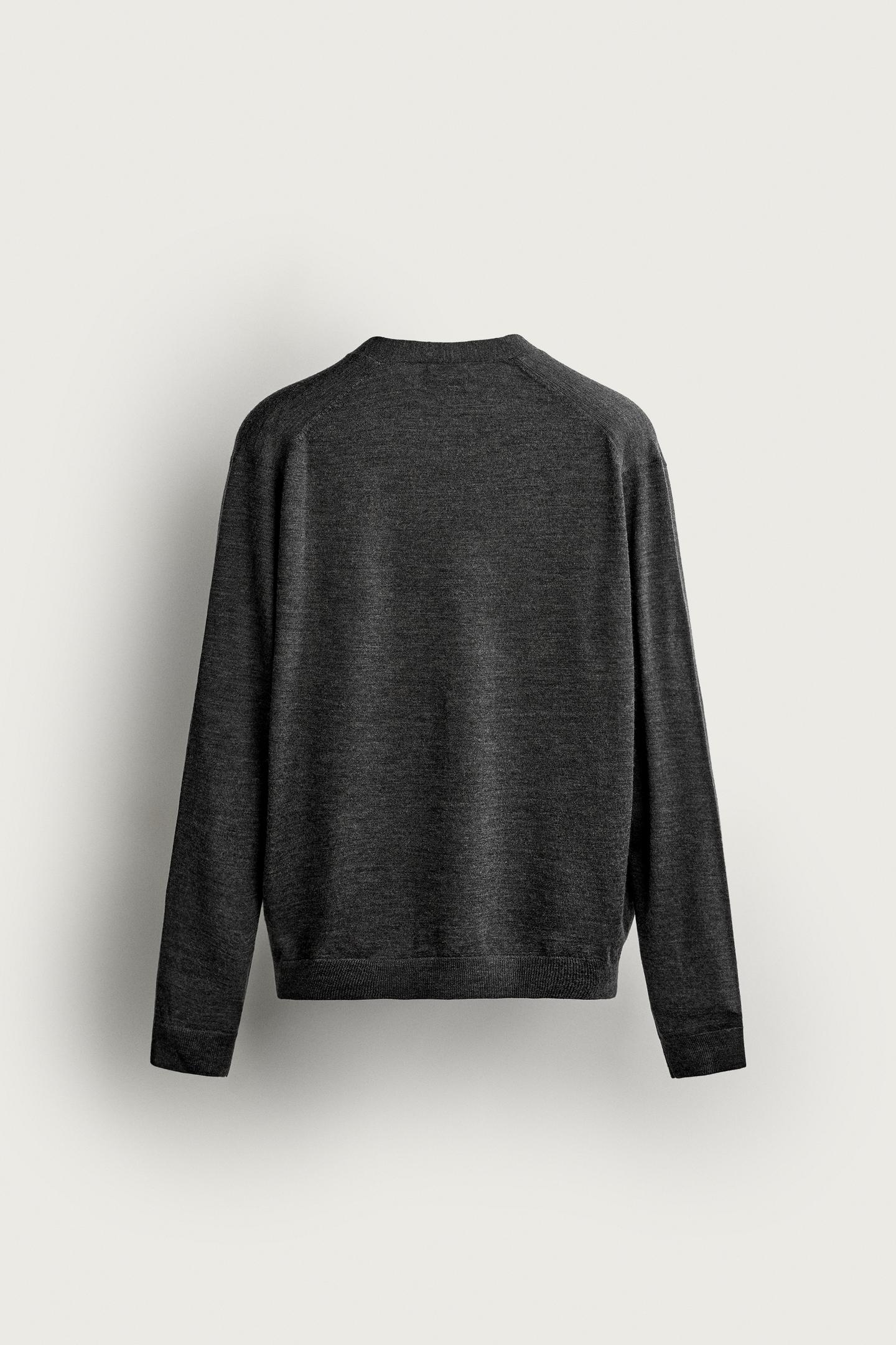 Мужской кардиган Zara 100% Wool Regular Fit, цвет: Антрацитовый серый — фото 8