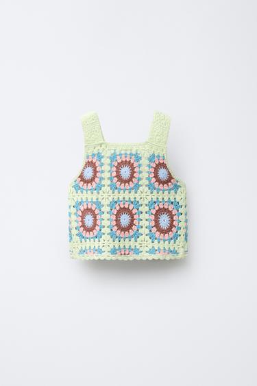 CROCHET KNIT TOP - Fluorescent lime by Zara - Image 1