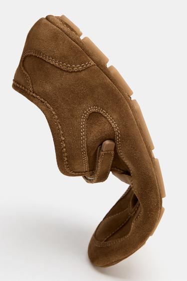 SPORTY SPLIT SUEDE BALLET FLATS - Brown by Zara - Image 5