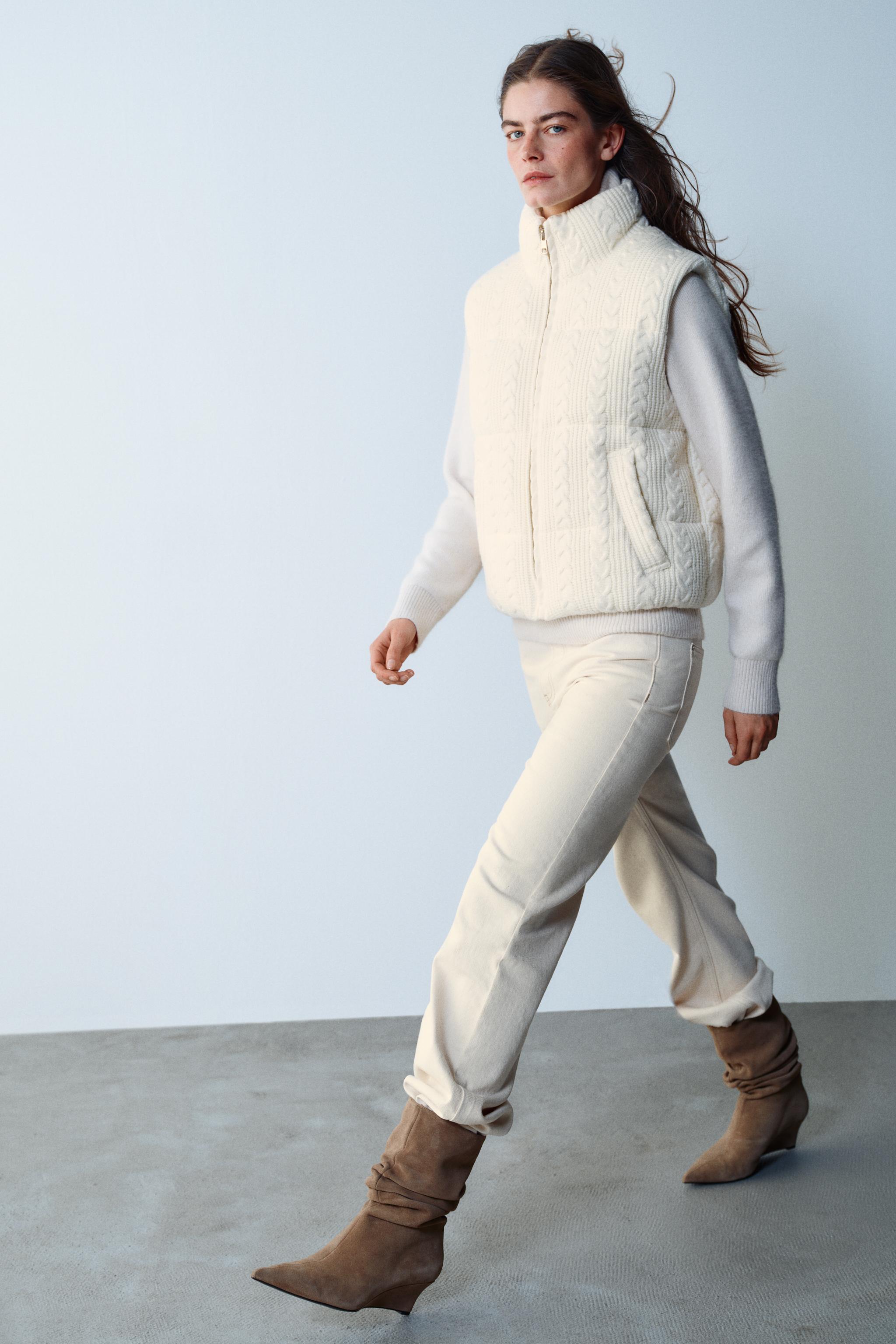 QUILTED CABLE-KNIT VEST