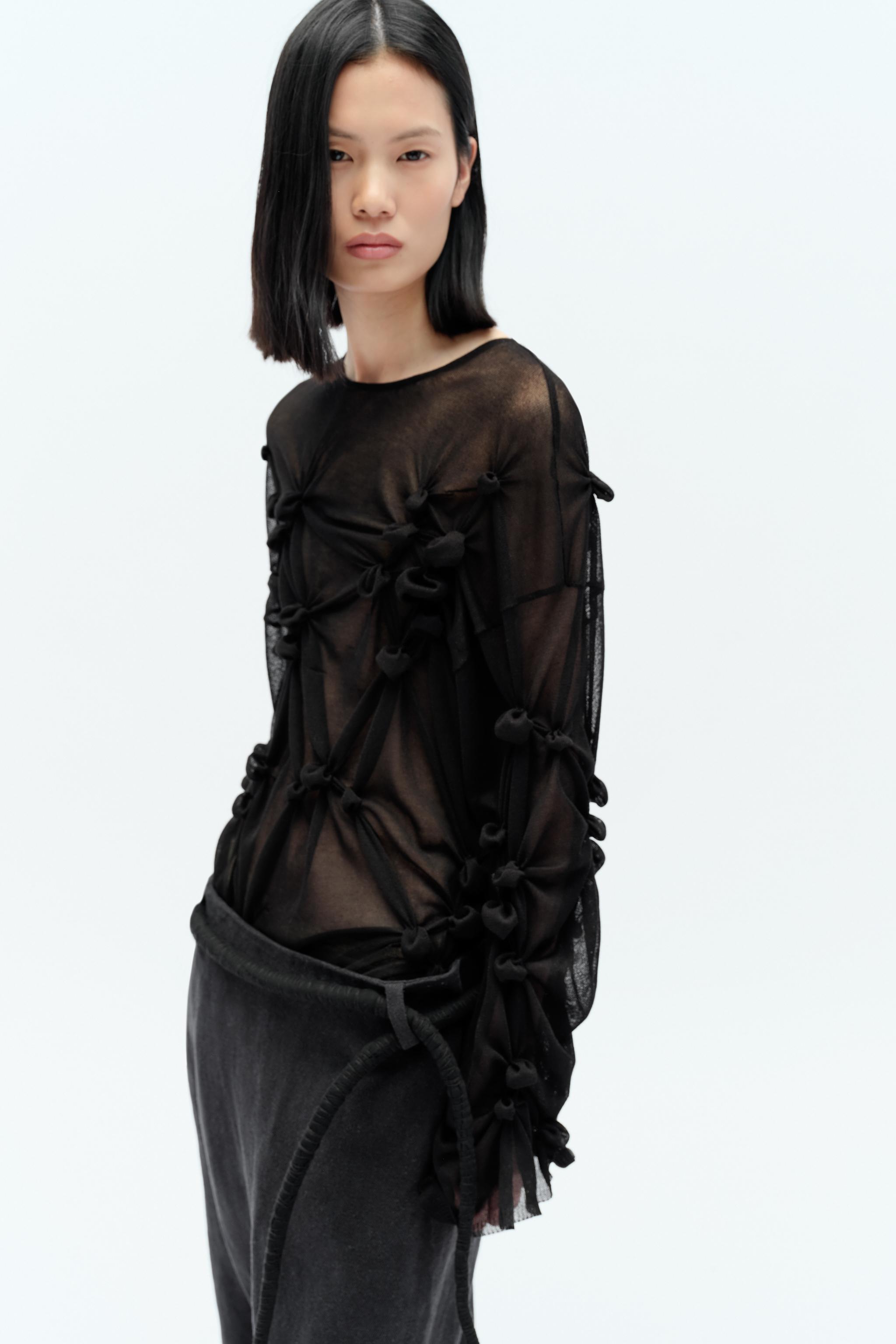 ZARA ノットギャザーセーター　FANGLU LIN ノット ギャザーセーター X FANGLU LIN - ブラック | ZARA Japan