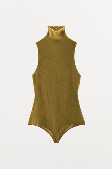 100% WOOL BODYSUIT - Brown / Taupe by Zara