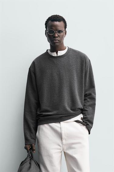 RELAXED FIT TEXTURED T-SHIRT - Grey marl by Zara