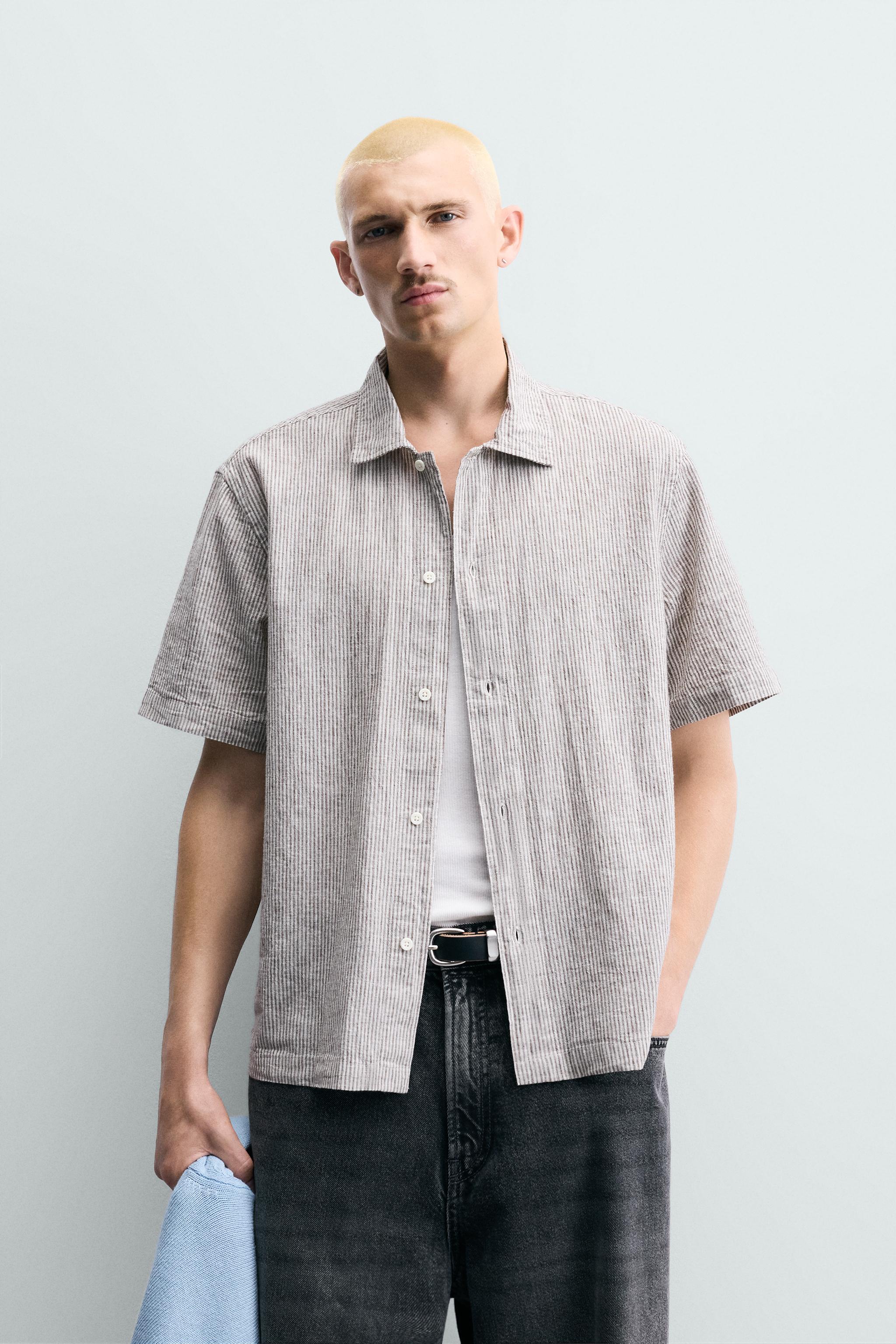 FLOWY STRIPED SHIRT — Brown (alternate view)