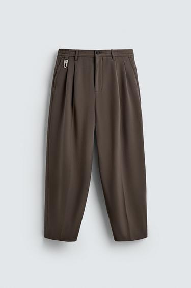 WIDE-LEG PLEATED TROUSERS - Mink by Zara