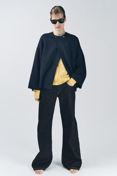KNIT JACKET WITH METAL FASTENING - Navy blue by Zara - Image 0