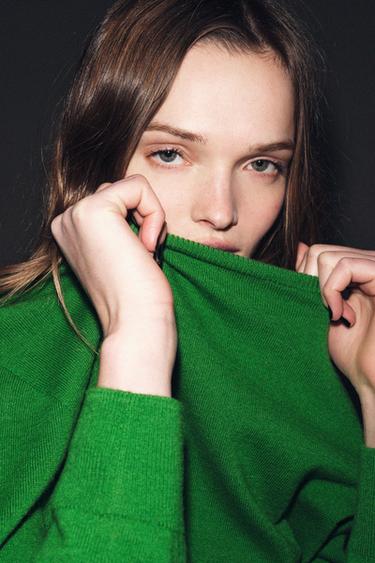 EXTRA SOFT 100% WOOL JUMPER - Green by Zara