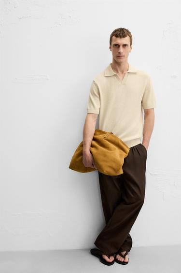 POLOSHIRT AUS STRICK MIT STRUKTURMUSTER - grau-beige von Zara