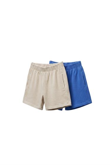 Zara 2 條裝素色百慕達短褲 - 深藍色