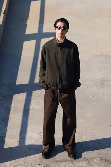 Zara 短版格紋夾克 - 棕色