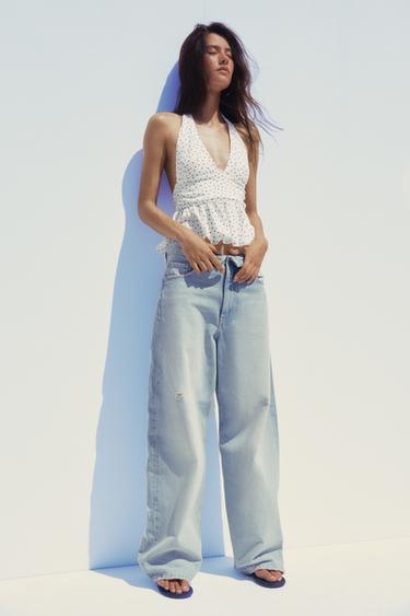 TOP HALTER CON VOLANT - Bianco / Nero di Zara - Immagine 0