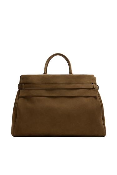 LEATHER HANDBAG - Brown by Zara