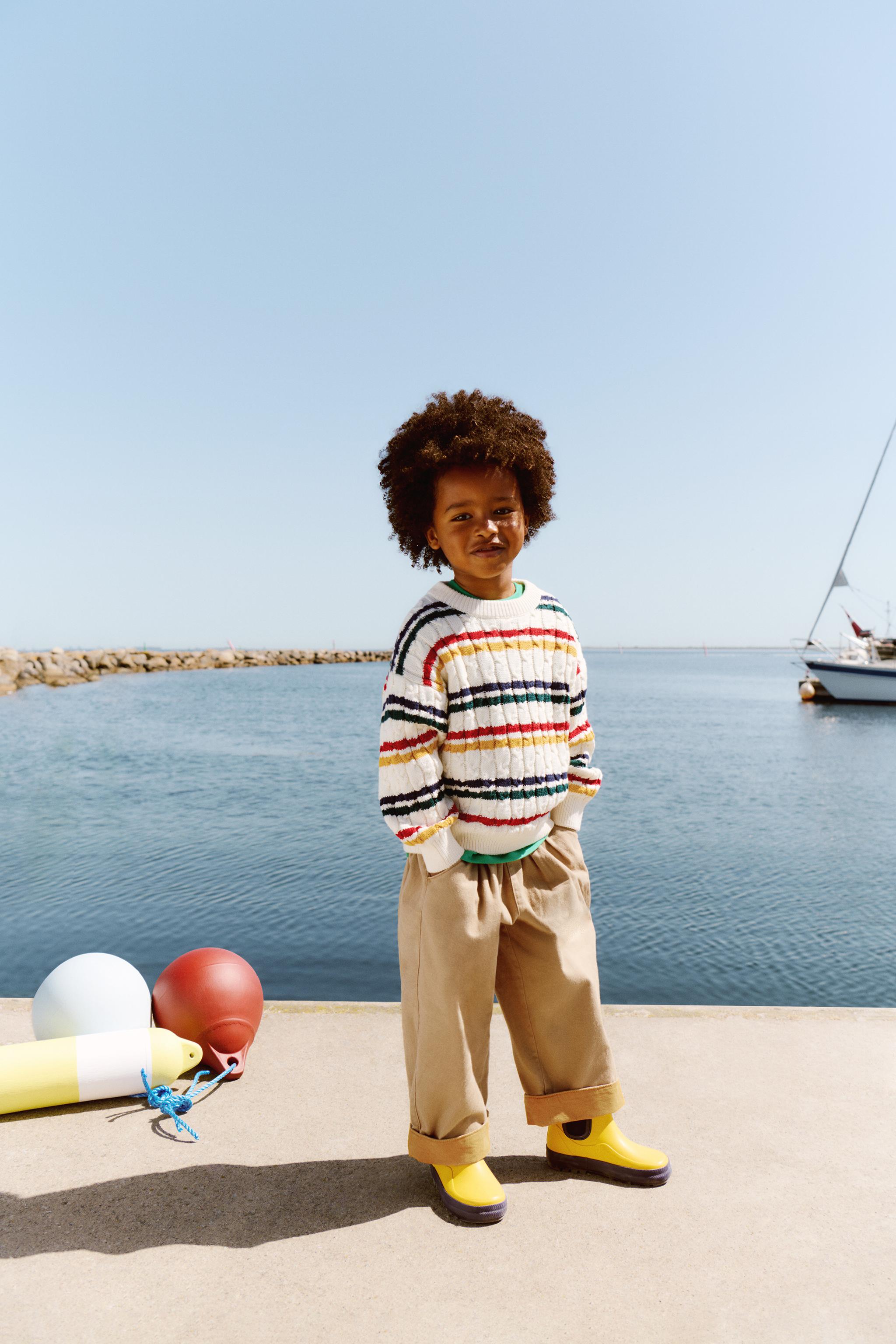 CABLE KNIT STRIPED JUMPER — Multicolored
