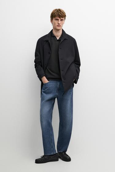 Trench long à col détaillé - Bleu marine foncé de Zara - Image 0