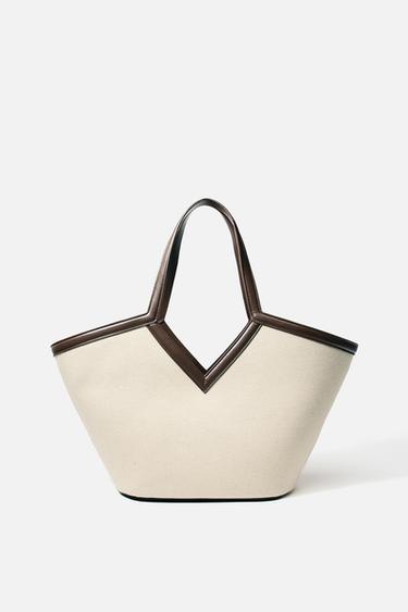 SAC SHOPPER COUPE CANVAS - Écru de Zara