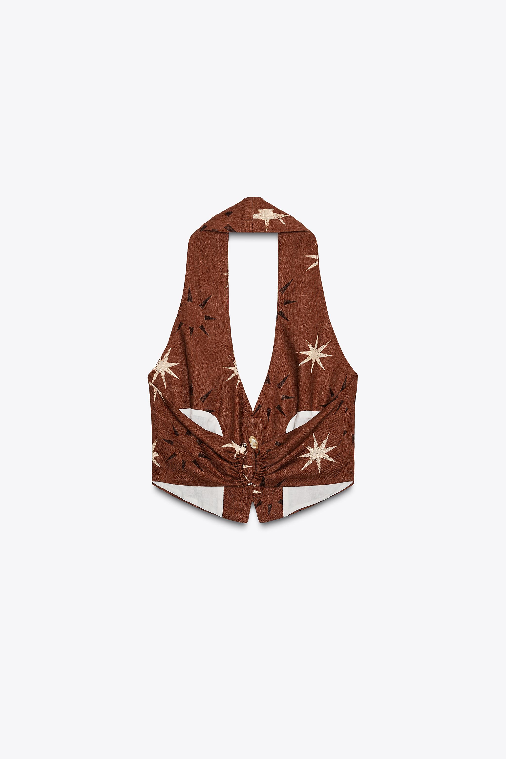 SUN PRINT LINEN TOP - Terracotta | ZARA United States