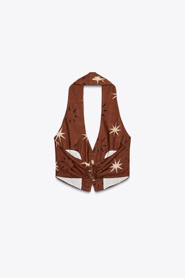 TOP IMPRIMÉ SOLEIL AVEC LIN - Terracota de Zara - Image 6