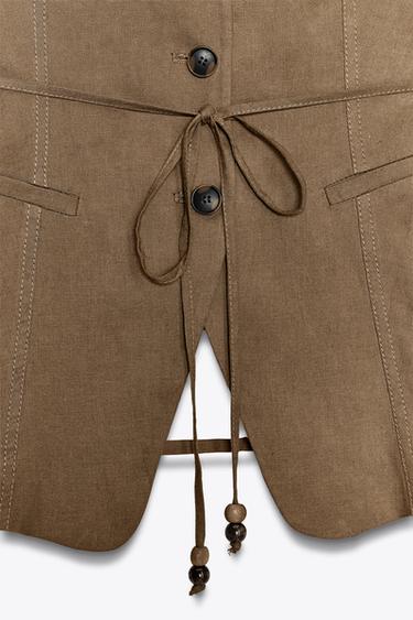 BEADED BELT WAISTCOAT IN LINEN BLEND - Toffee de Zara - Image 8