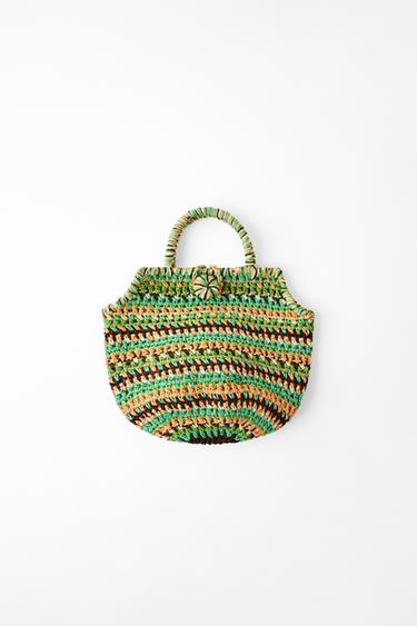 MINI BOLSO CESTO TRENZADO RAYAS - Multicolor de Zara