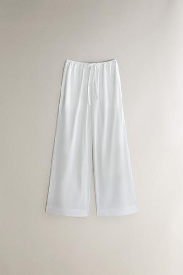 Zara COTTON PANTS - White