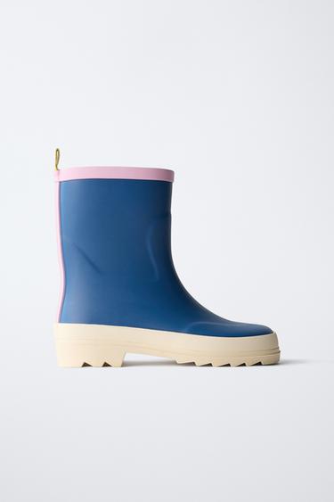 Zara COLOR BLOCK RAIN BOOTS - Blue