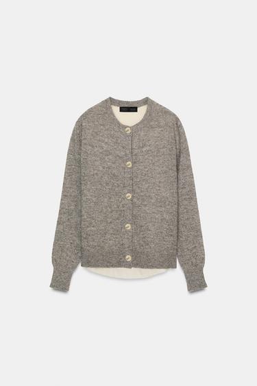 VYÖLLINEN YHDISTELMÄNEULETAKKI - Grey marl Zaralta