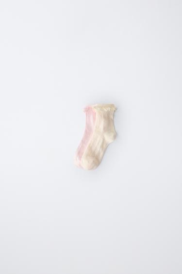 2-PACK OF SHORT LACE SOCKS - Ecru by Zara