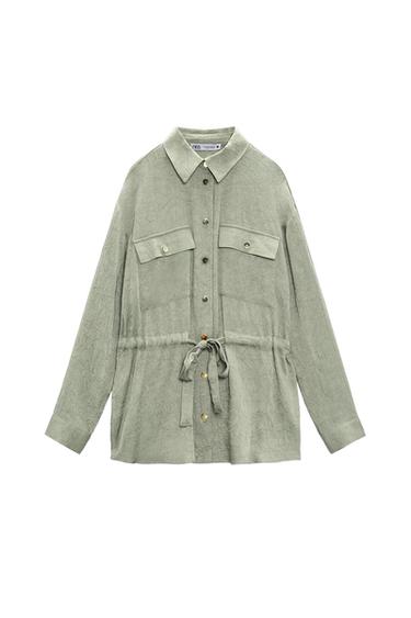 SATIN OVERSHIRT WITH WRINKLED EFFECT