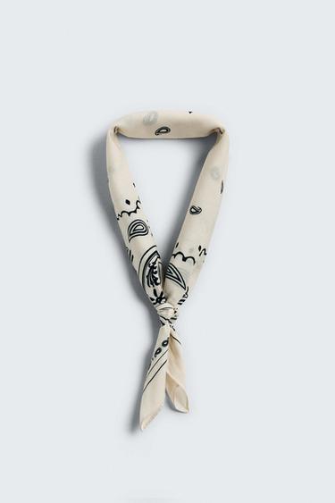 Zara PAISLEY PRINT BANDANA - Ecru
