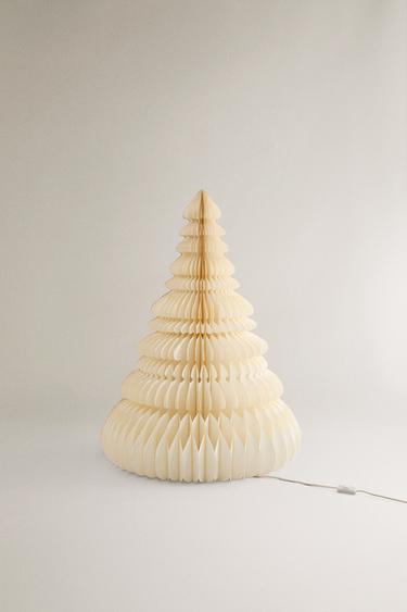 Zara Beyaz - KAĞITTAN IŞIKLI YERDE DURAN NOEL AĞACI (100 cm)