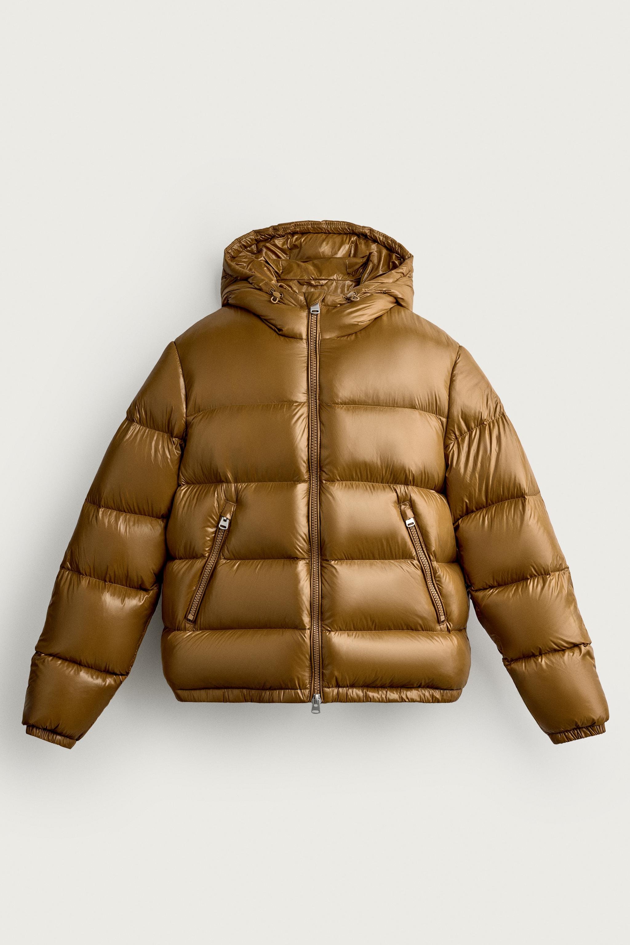 ダウン80%・フェザー20% 撥水加工パフジャケット - マスタード | ZARA