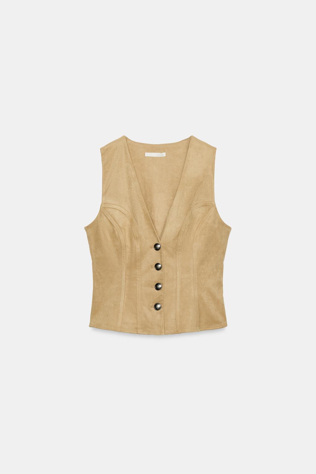 SUEDE EFFECT BUTTON VEST