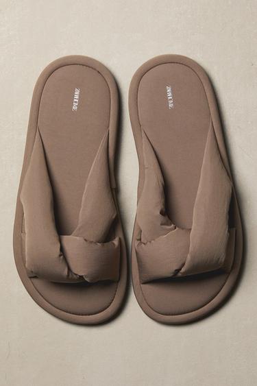 MULE SLIPPERS WITH KNOT - Taupe Grey by Zara - Image 5