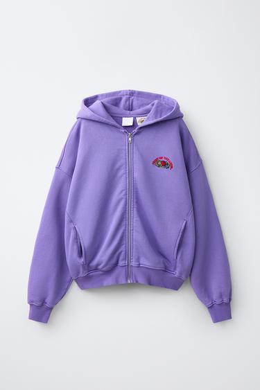 SUDADERA CREMALLERA LOGO FRUIT OF THE LOOM™ - Morado de Zara